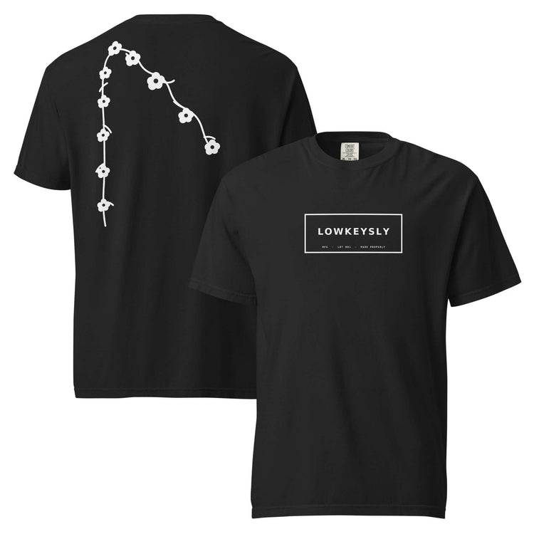 sly tee in blackout β front and back