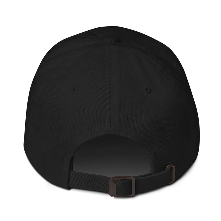 Back view of a black corner cap jnjdjdnbjnddbnksckn featuring an adjustable strap.