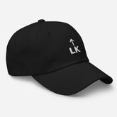 corner cap jnjdjdnbjnddbnksckn black cap with LK embroidery and structured front