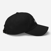 corner cap jnjdjdnbjnddbnksckn side view, adjustable strap, flat embroidery, structured front design.